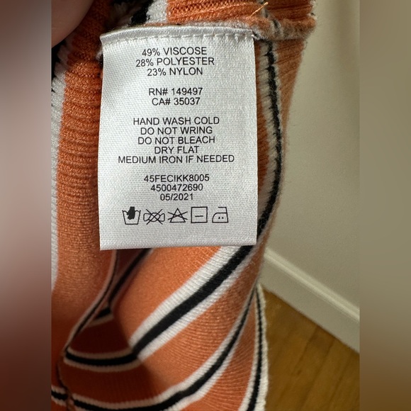 FAVORITE DAUGHTER, THE REVENGE RIBBED MIDI SKIRT, CORAL STRIPE - Picture 4 of 5